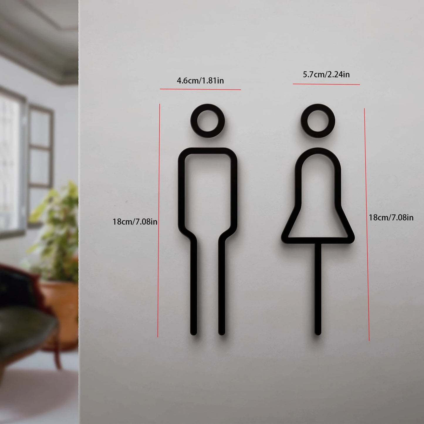 Creative 2D Flat Restroom Door Signs - Funny Bathroom Wall Stickers