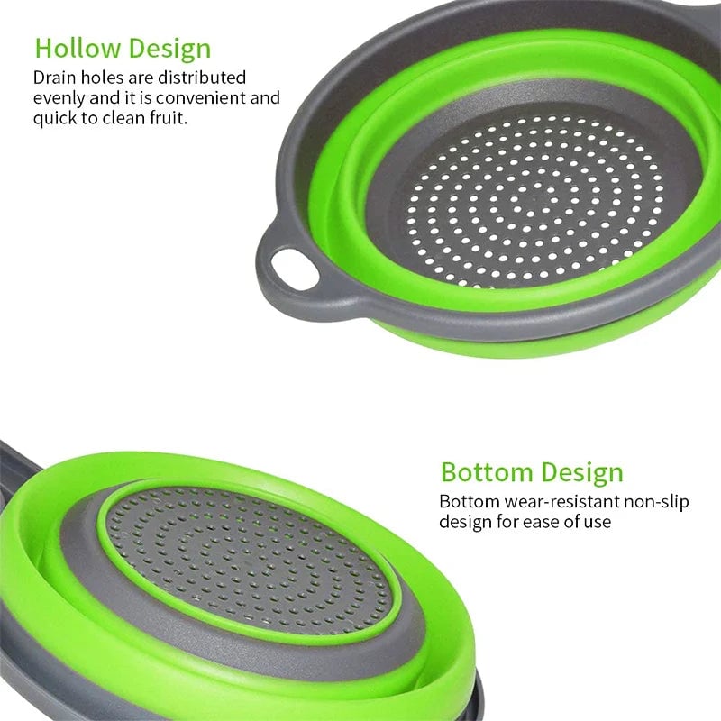 Extendable Collapsible Kitchen Colander - Long Handle Pasta Strainer