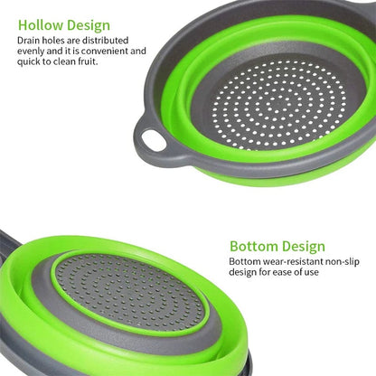 Extendable Collapsible Kitchen Colander - Long Handle Pasta Strainer