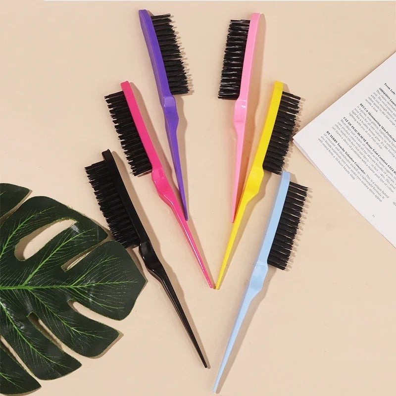 Hair Teasing Brush Rat Tail Comb Back Combing Styling Tool Real Hair