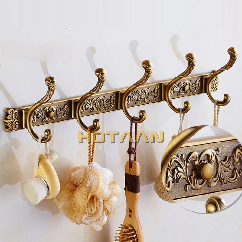 Antique Brass Wall Mount Robe Hook Towel Holder YT-3012