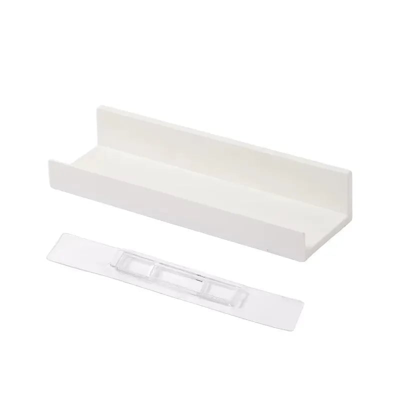 No Drill Corner Bathroom Shelf White ABS Wall Mount Storage Organizer