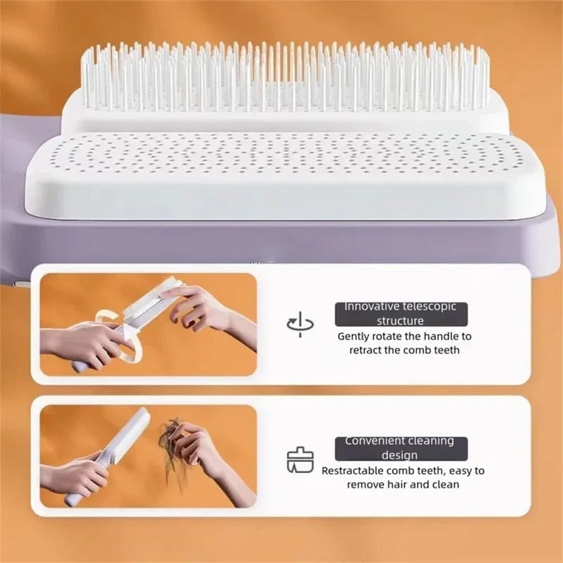 Self Cleaning Rotating Hairbrush Anti Static Massage Comb Auto