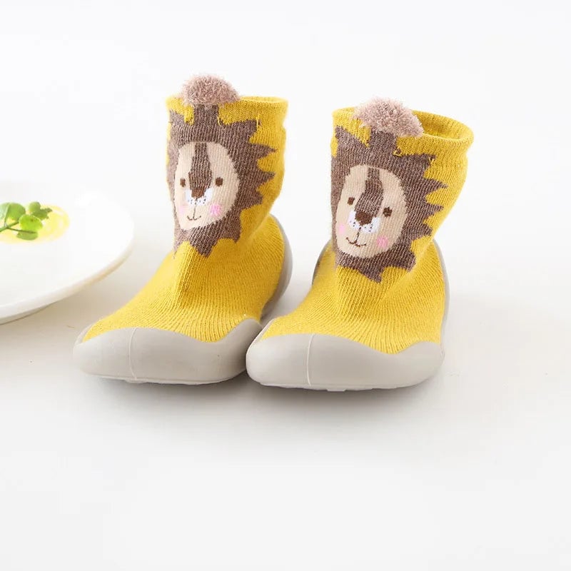Soft Non-Slip Baby First Walker Shoes - Rubber Sole Knit Booties