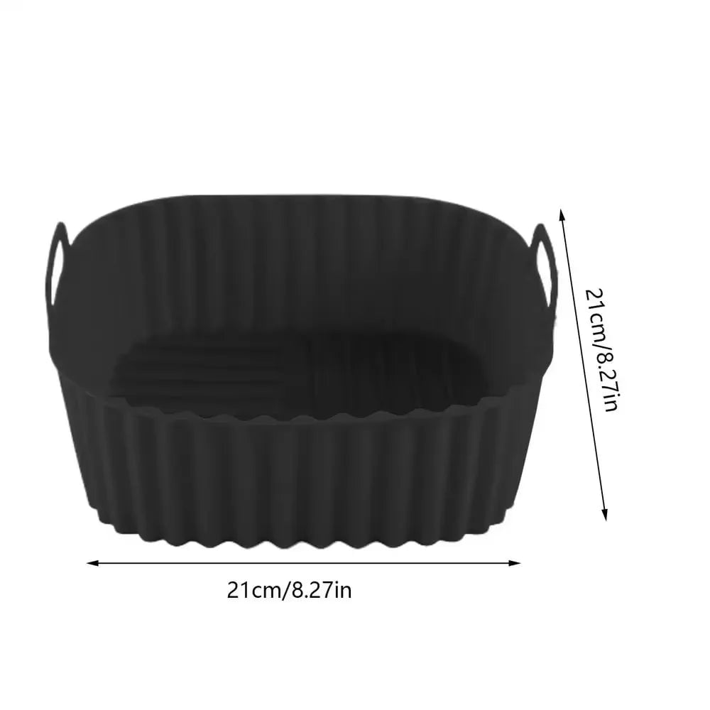 Square Silicone Air Fryer Basket Pan - Reusable Food Safe Baking Mold