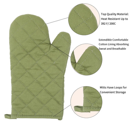 4-Piece Insulated Oven Gloves Set - Heat Resistant Kitchen Gloves