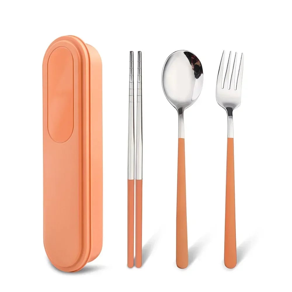 304 Stainless Steel Portable Cutlery Set Fork Spoon Storage Box