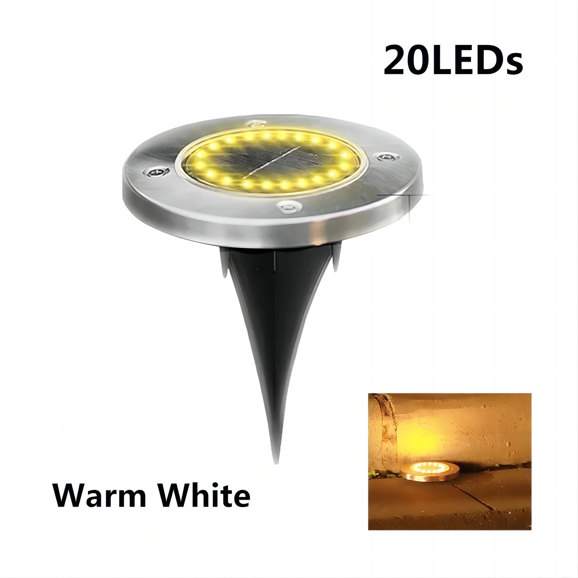 Solar LED Disk Ground Light - 8/20 LED Waterproof Buried Garden Deck