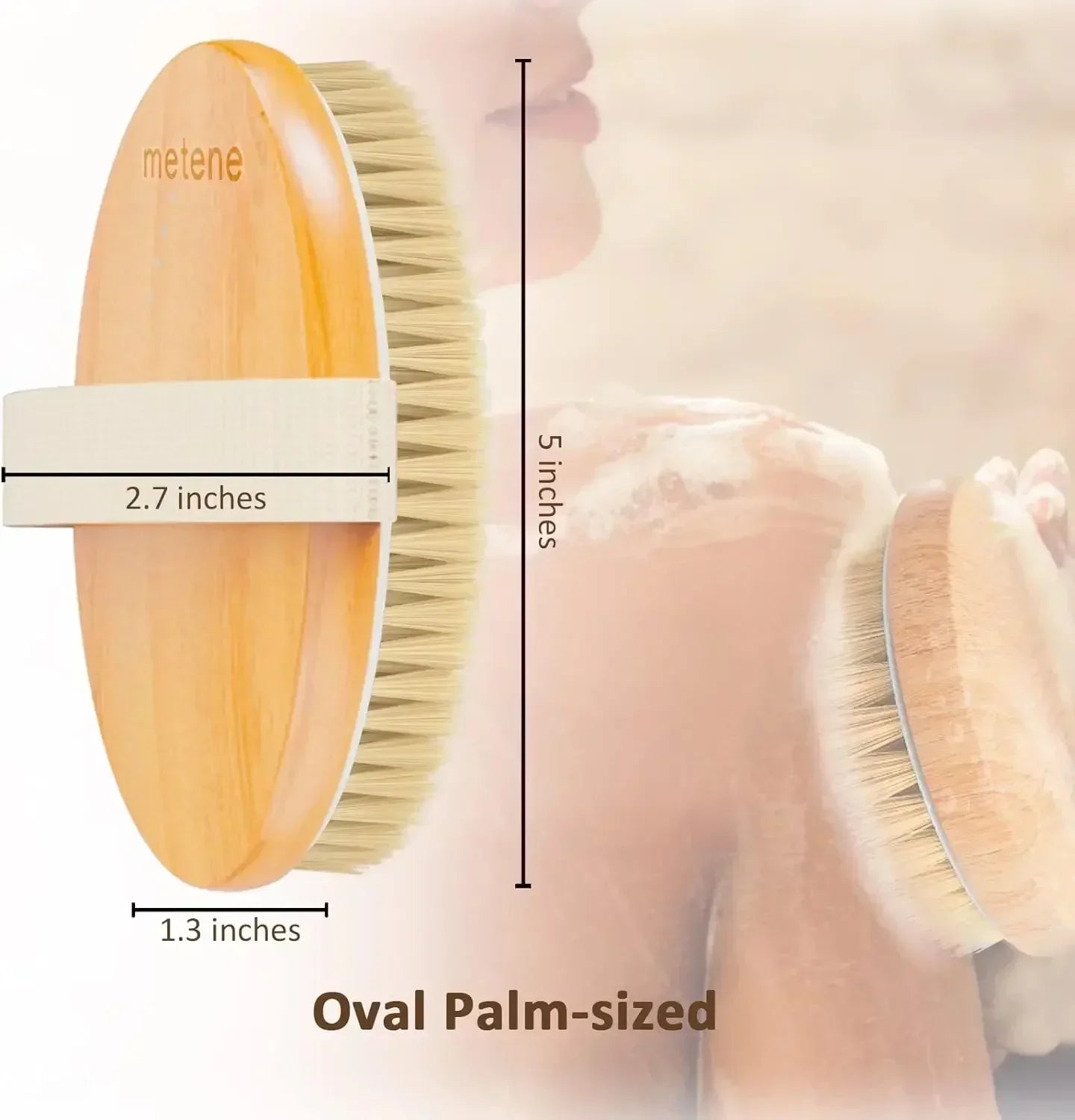 Natural Bristle Wooden Body Brush for Dry Skin Exfoliation