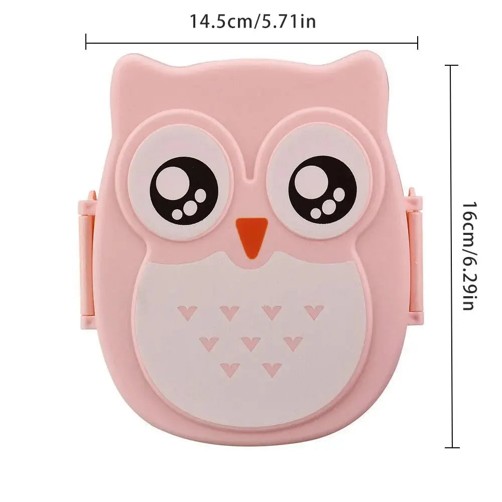 Kids Portable Bento Lunch Box Plastic Food Container with Cartoon Cutlery