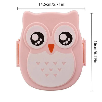 Kids Portable Bento Lunch Box Plastic Food Container with Cartoon Cutlery