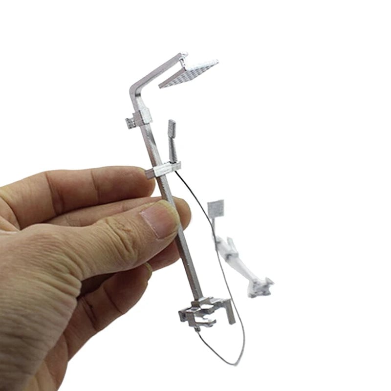 1:12 Scale Dollhouse Bathroom Showerhead & Faucet Miniature Set