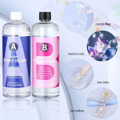 1:1 Crystal Clear Epoxy Resin Kit - High Gloss Bubble-Free Coating
