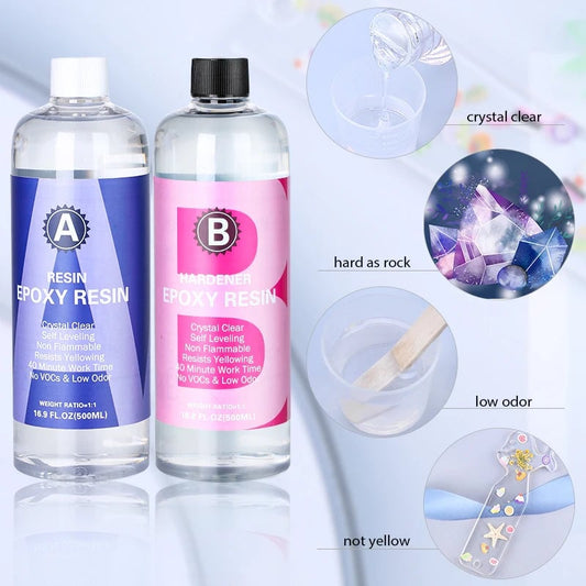1:1 Crystal Clear Epoxy Resin Kit - High Gloss Bubble-Free Coating