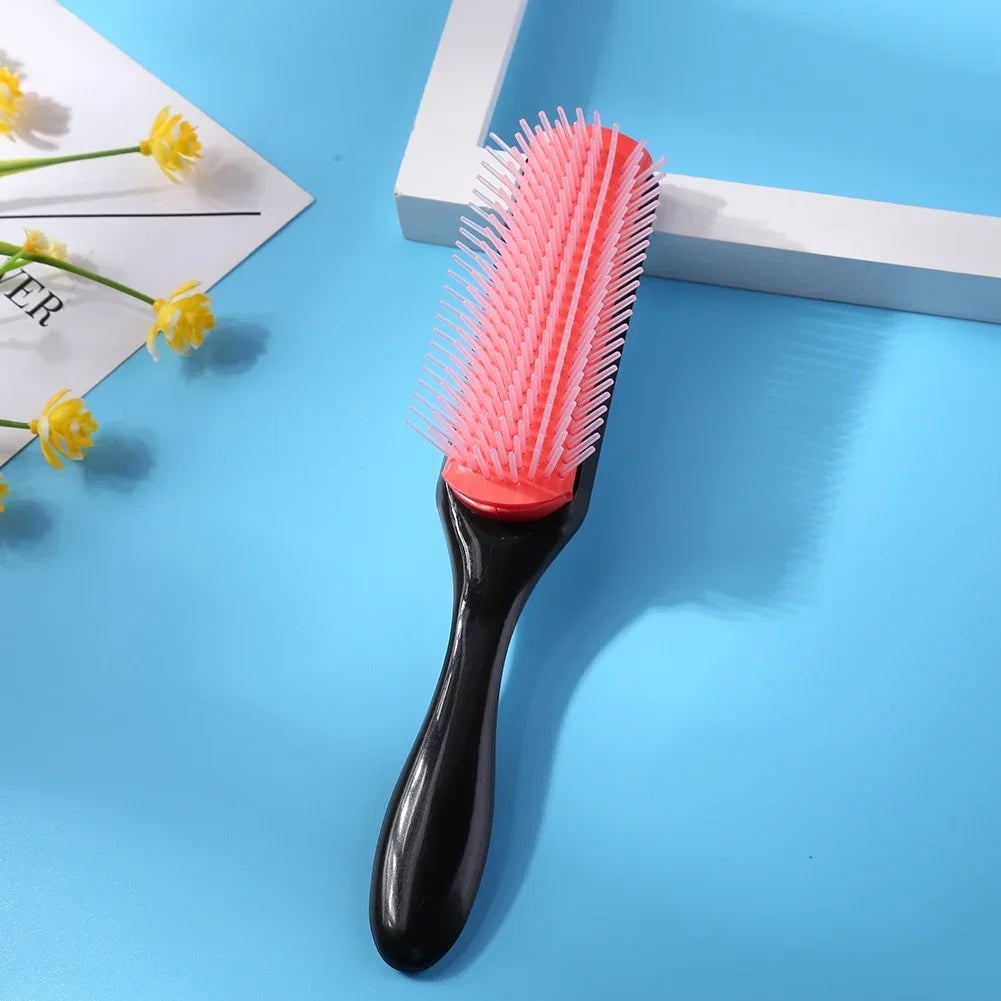 9 Rows Hair Brush Detangling Comb Scalp Massage Straight Curly Hair