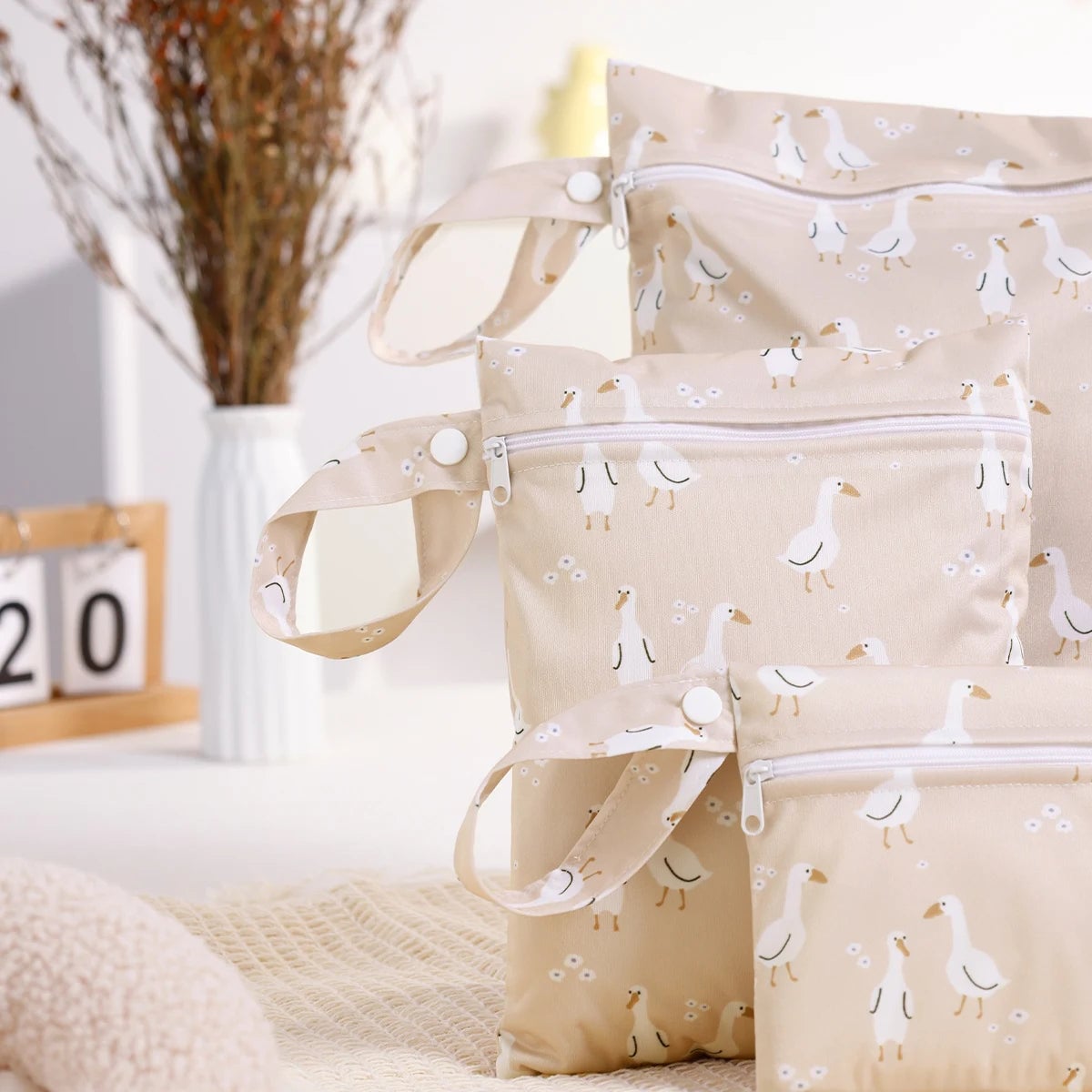 3PCS Recycled Fabric Waterproof Wet Dry Bags Portable Diaper Storage