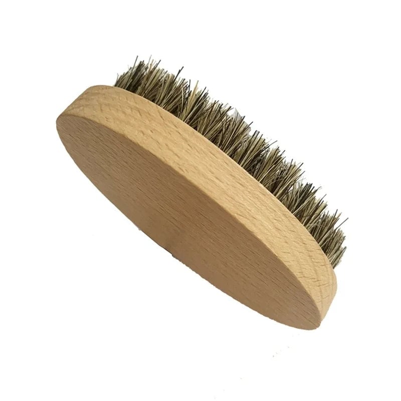 Soft Boar Bristle Beard Brush - Oval Grooming Brush for Men