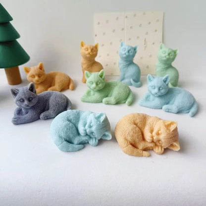 3D Cat Silicone Mould Large Kitten Resin Candle Soap Plaster DIY
