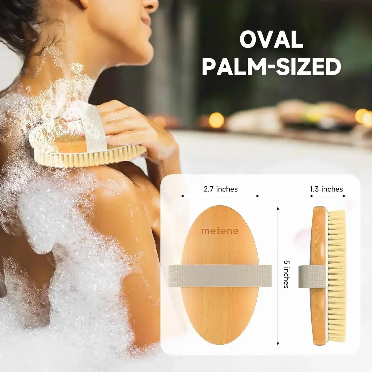 Natural Bristle Wooden Body Brush for Dry Skin Exfoliation