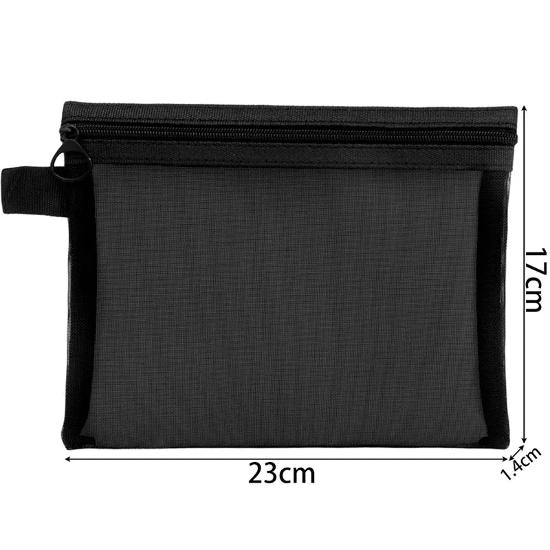 Mesh Clear Cosmetic Bags Set - Black Makeup Travel Organizer Pouch