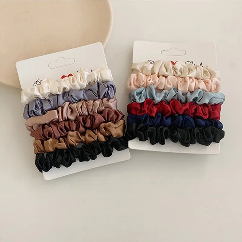 Satin Elastic Headbands 6/12 PCS - Silk-Soft Hair Accessories