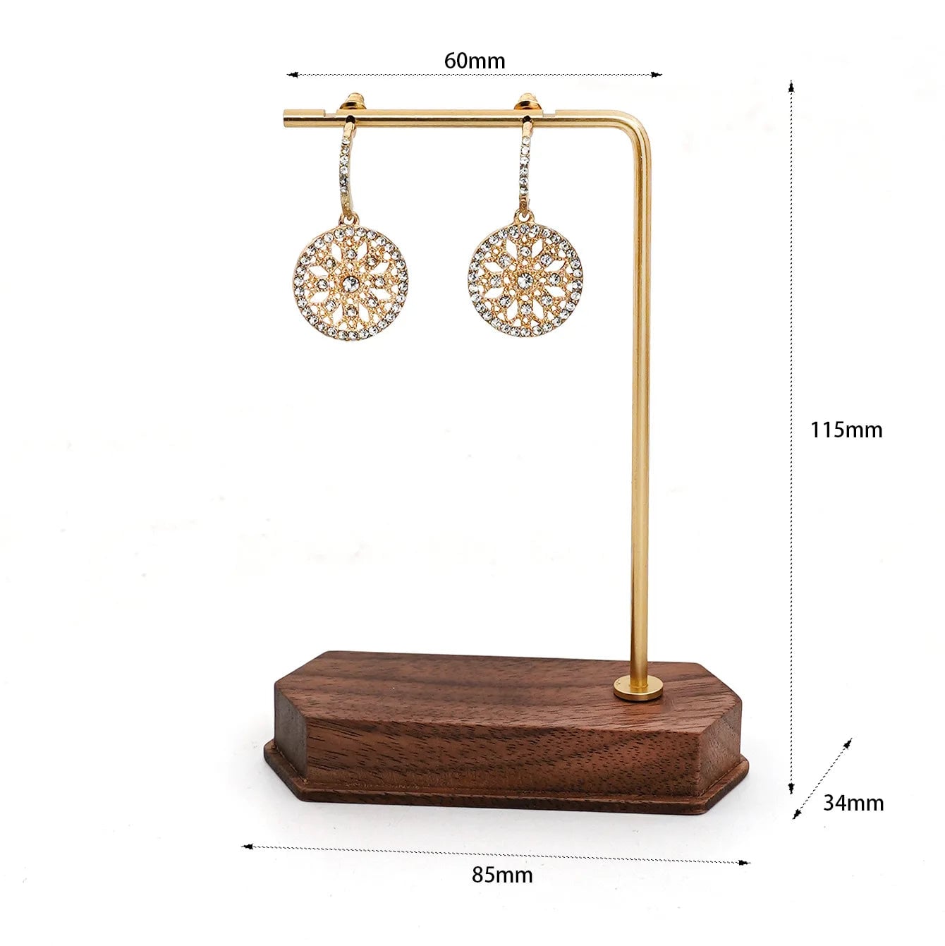 Copper Wood Jewelry Display Stand - Necklace Earrings Organizer