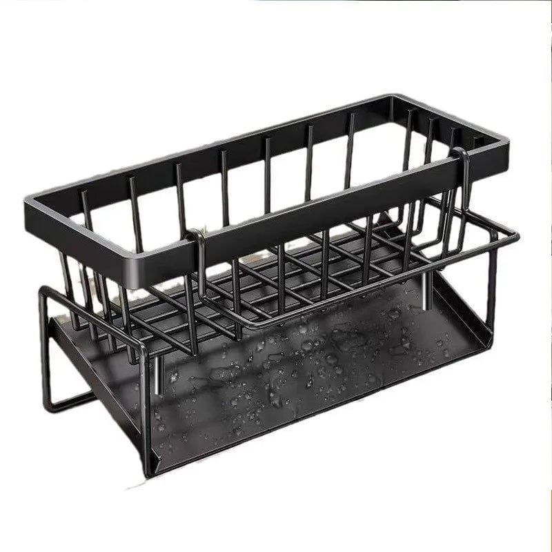 Kitchen Sink Sponge Holder Drain Rack with Hanging Hook Storage