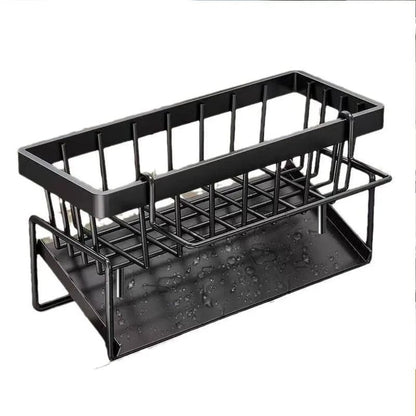 Kitchen Sink Sponge Holder Drain Rack with Hanging Hook Storage
