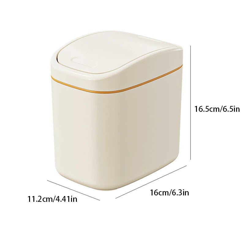Desktop Mini Trash Can with Shake Cover - Plastic Garbage Bin