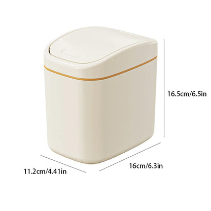 Desktop Mini Trash Can with Shake Cover - Plastic Garbage Bin