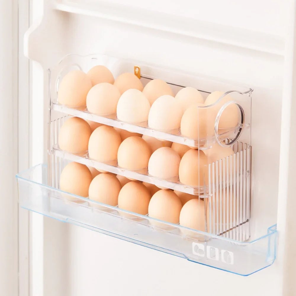 3-Tier Kitchen Egg Storage Container - Large Capacity Refrigerator