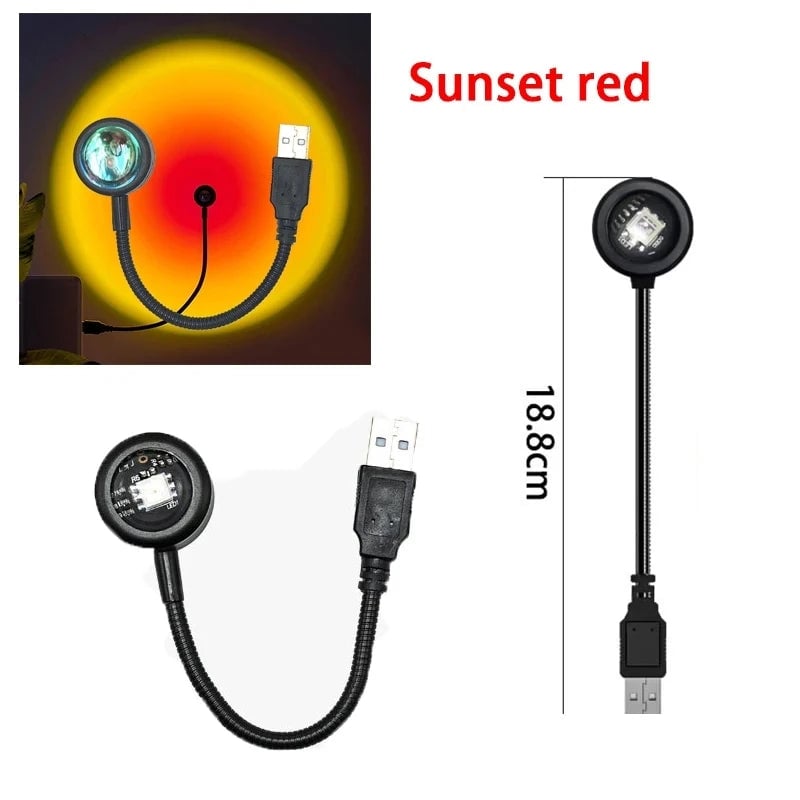 USB LED Sunset Projector Light - Ambient Atmosphere Neon Photography