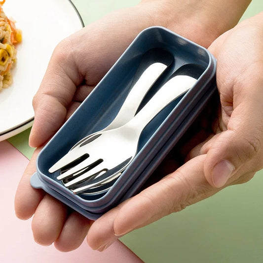 304 Stainless Steel Portable Spoon Fork Set - Outdoor Camping
