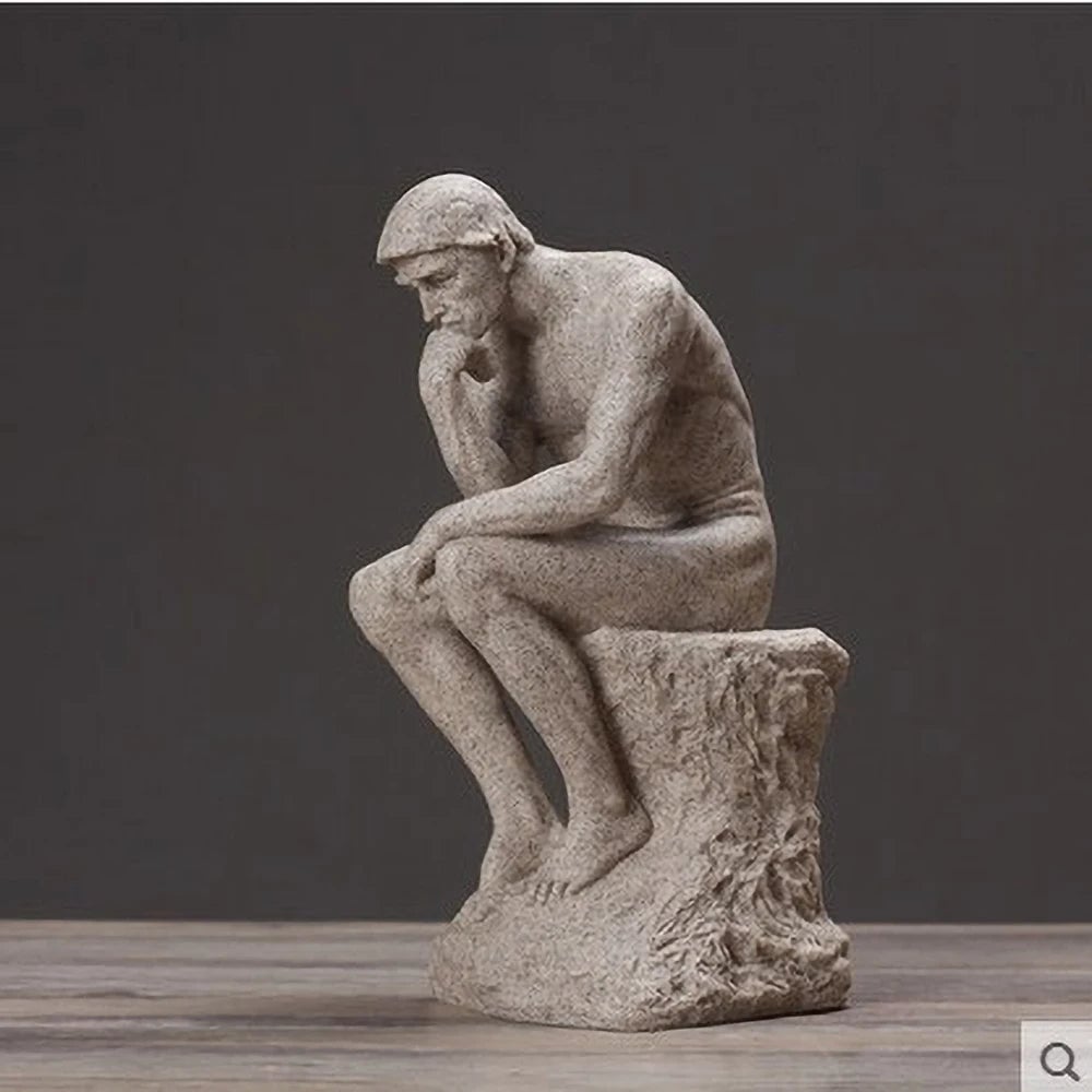 Nordic Minimalist Thinker Statue Resin Sandstone Office Decor Gift