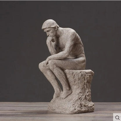 Nordic Minimalist Thinker Statue Resin Sandstone Office Decor Gift