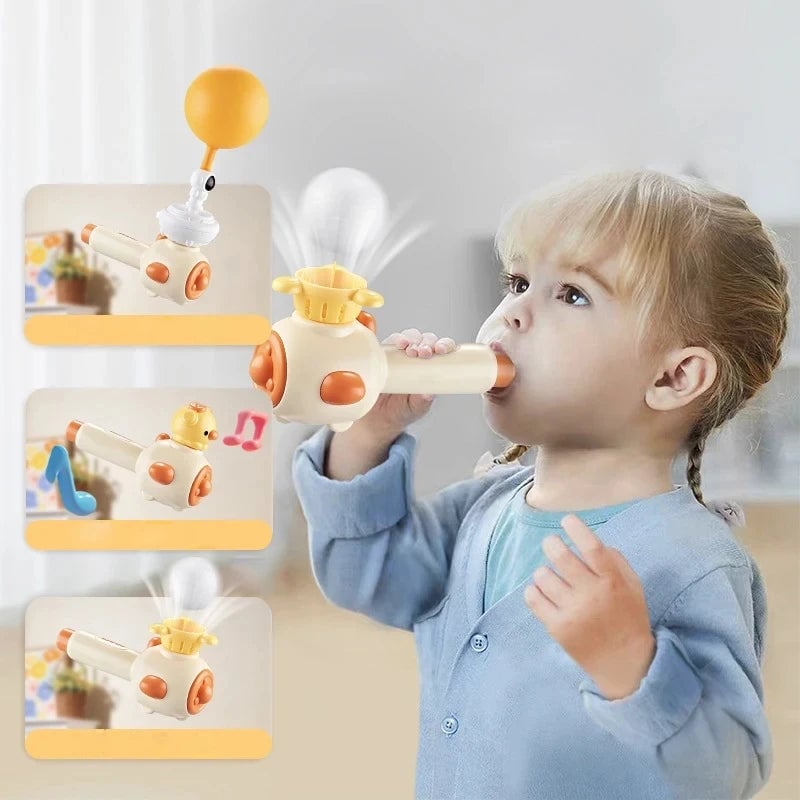3-in-1 Montessori Blow Pipe Ball Toy - Whistle & Floating Ball Set
