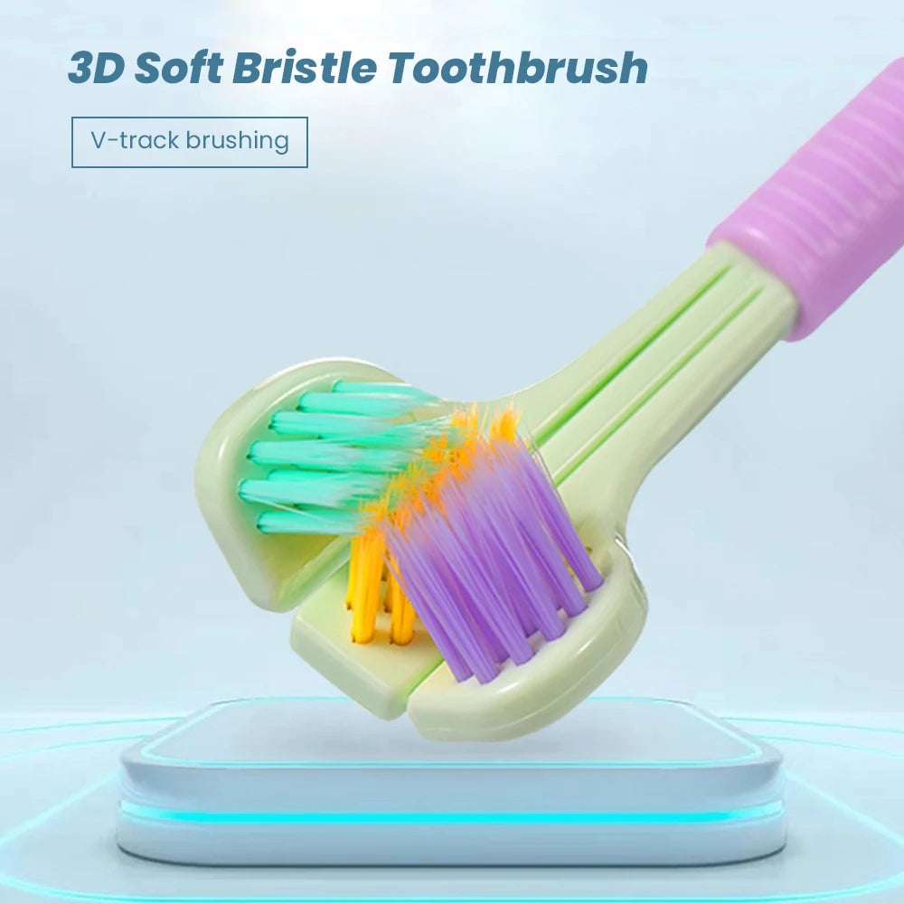 3 Sided Toothbrush Soft Bristles Deep Clean Adults Kids Oral Care