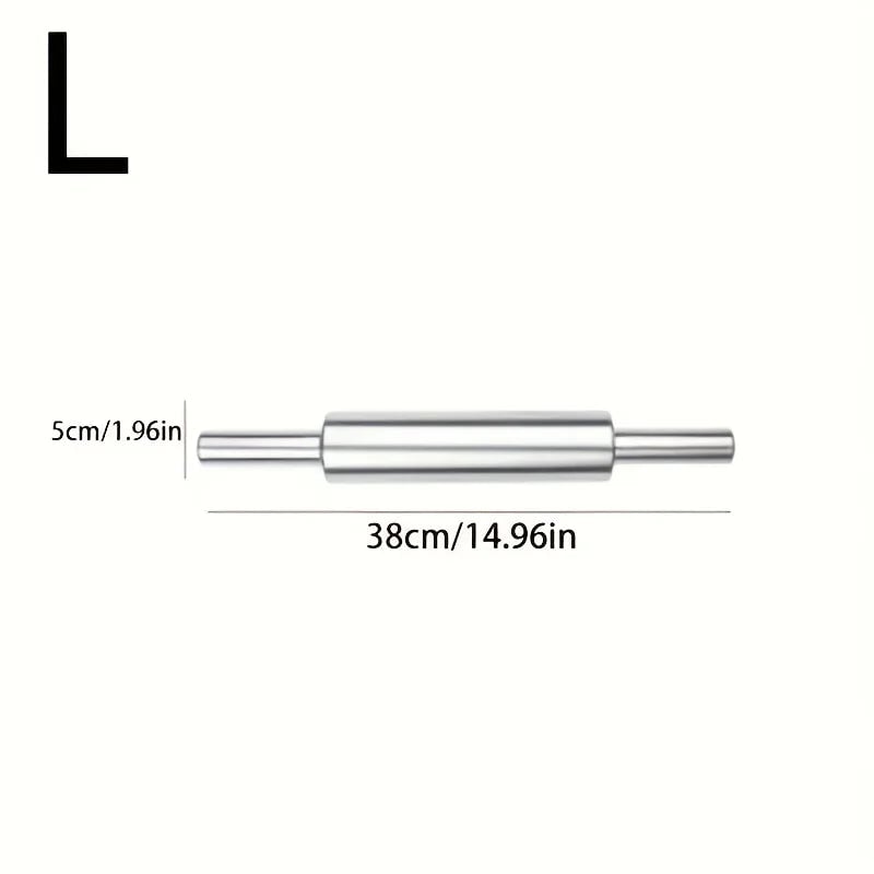 Heavy-Duty Stainless Steel Rolling Pin Anti-Slip Handle Baking