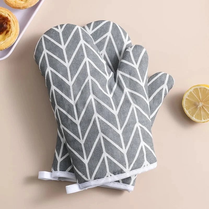 High-Temperature Resistant Linen Oven Gloves - Microwave Safe Mitts