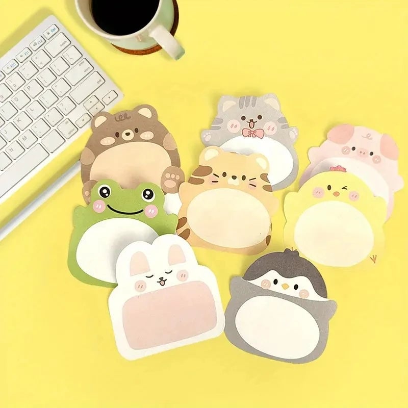 8-Pack Cartoon Animal Shaped Sticky Notes Colorful Creative Office