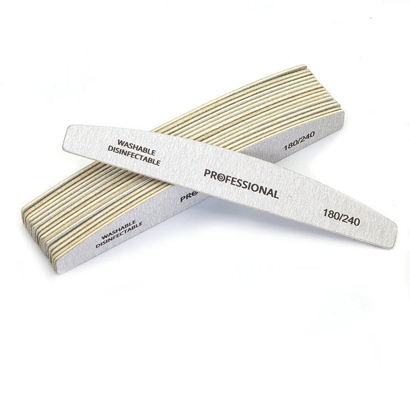 10pcs Wooden Nail Files 100/180/240 Grit Emery Board Manicure Set
