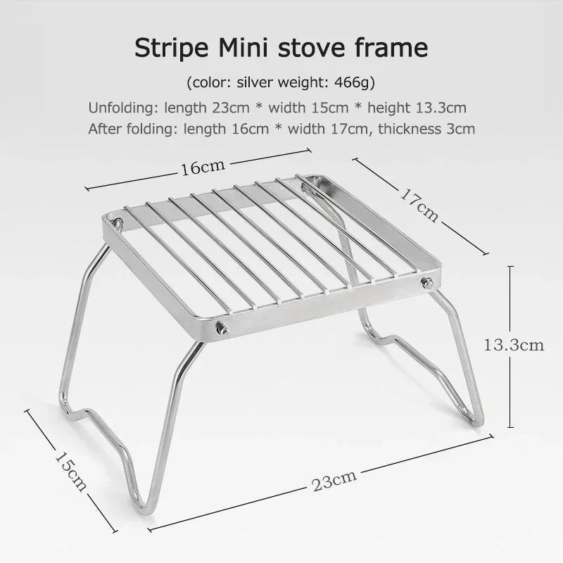 Stainless Steel Folding Grill Rack - Portable Camping BBQ Stand