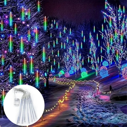 Battery Powered Meteor Shower Christmas Lights - 8 Tubes 192 LED