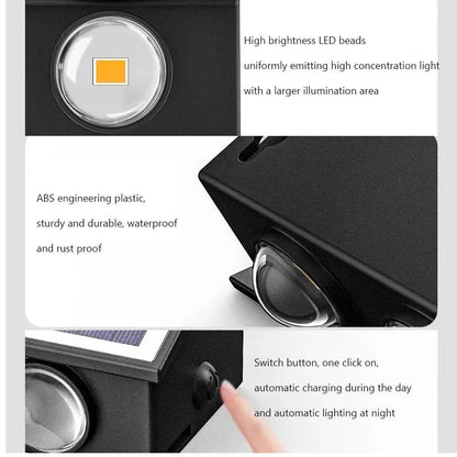 4/6/8 LED Solar Wall Lamp Waterproof Up Down Garden Street Light