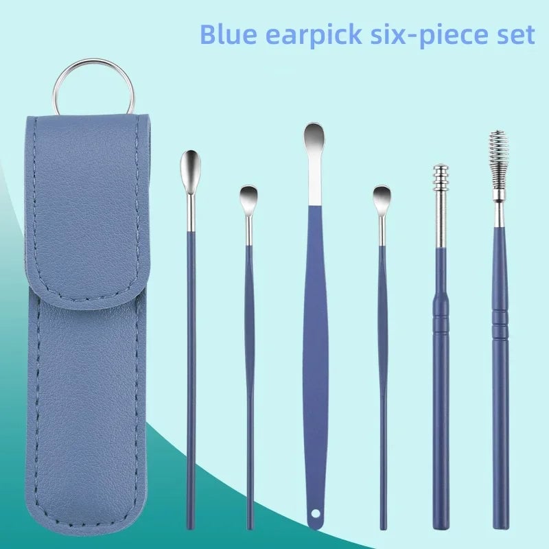 Stainless Steel Ear Cleaning Tool Kit with Pick Set & Storage Bag