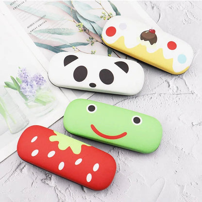 Hard Panda Kids Glasses Case with Cleaning Cloth - Portable Myopia
