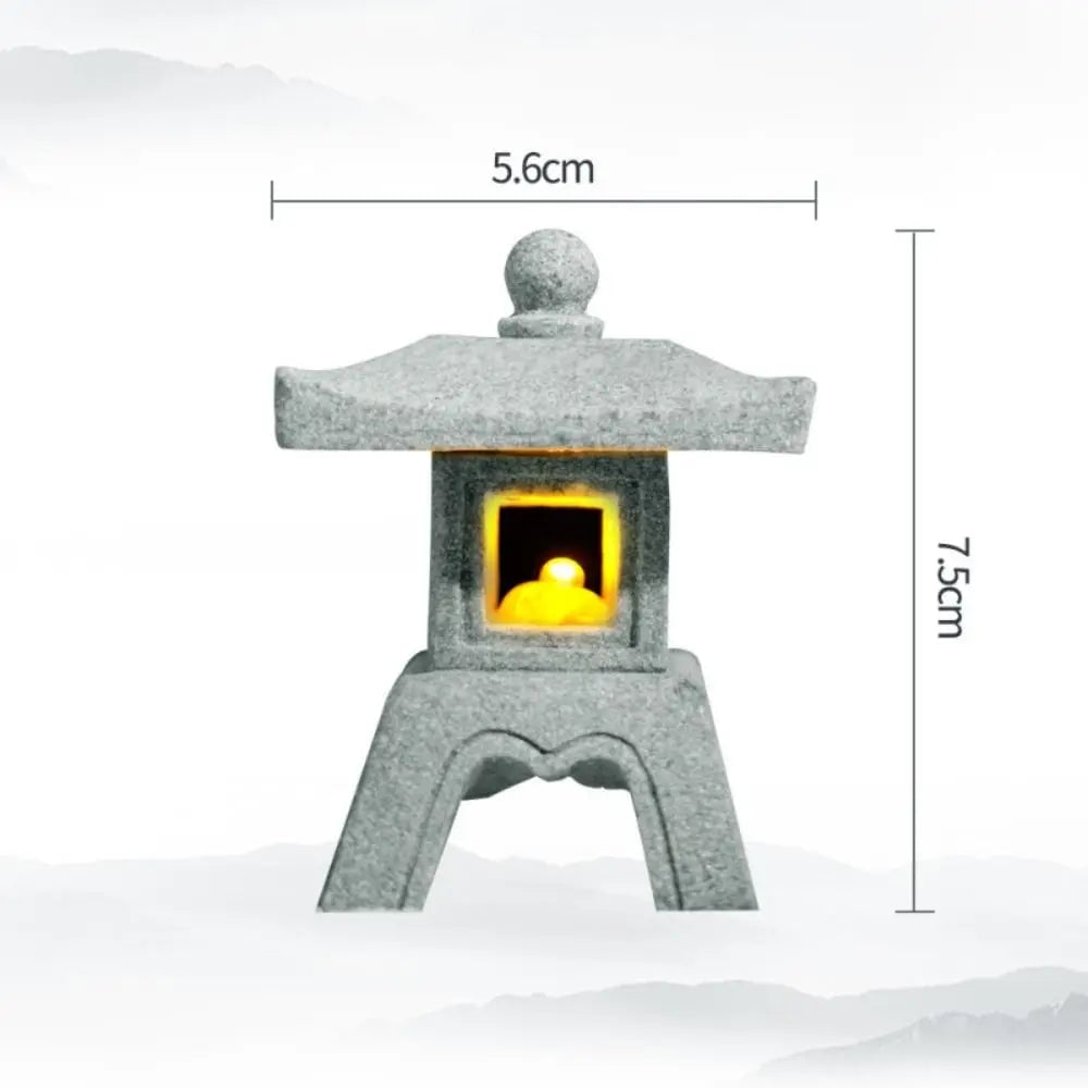 Sandstone Mini Pagoda Lantern - LED Garden Light Zen Landscape Statue