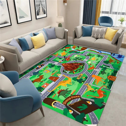 Dinosaur Track Carpet Floor Mat - Kids Educational Play Mat