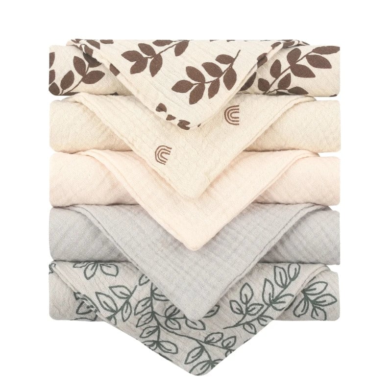 5PCS Soft Cotton Gauze Baby Towels - Absorbent Face Washcloths