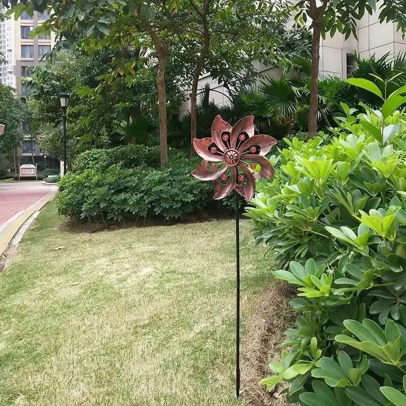 Double Windmill Kinetic Wind Spinner - Outdoor Garden Patio Decor